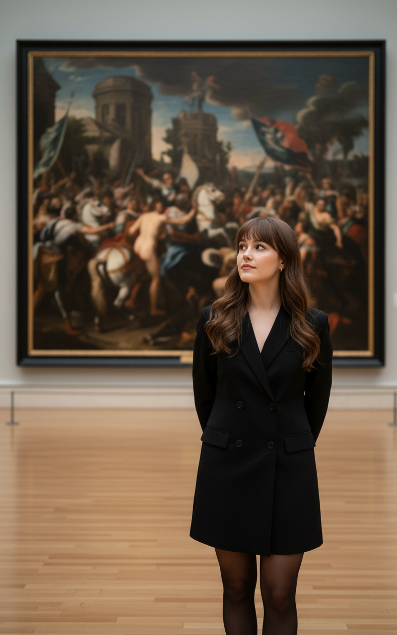 Woman in Art Gallery Photoshoot - AI Image Template Preview