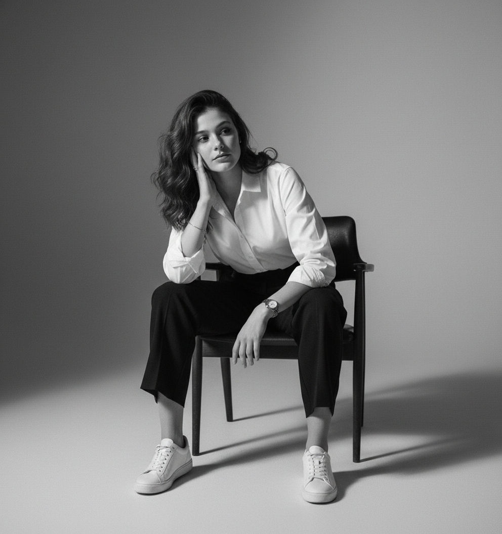 B&W Studio Portrait - AI Image Template Preview