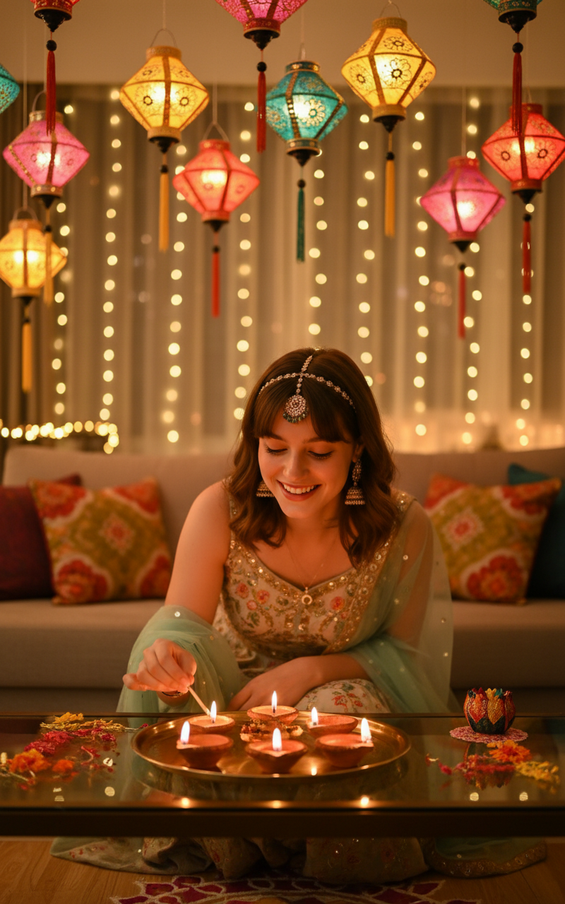 Diwali Photo(Lamps) - AI Image Template Preview