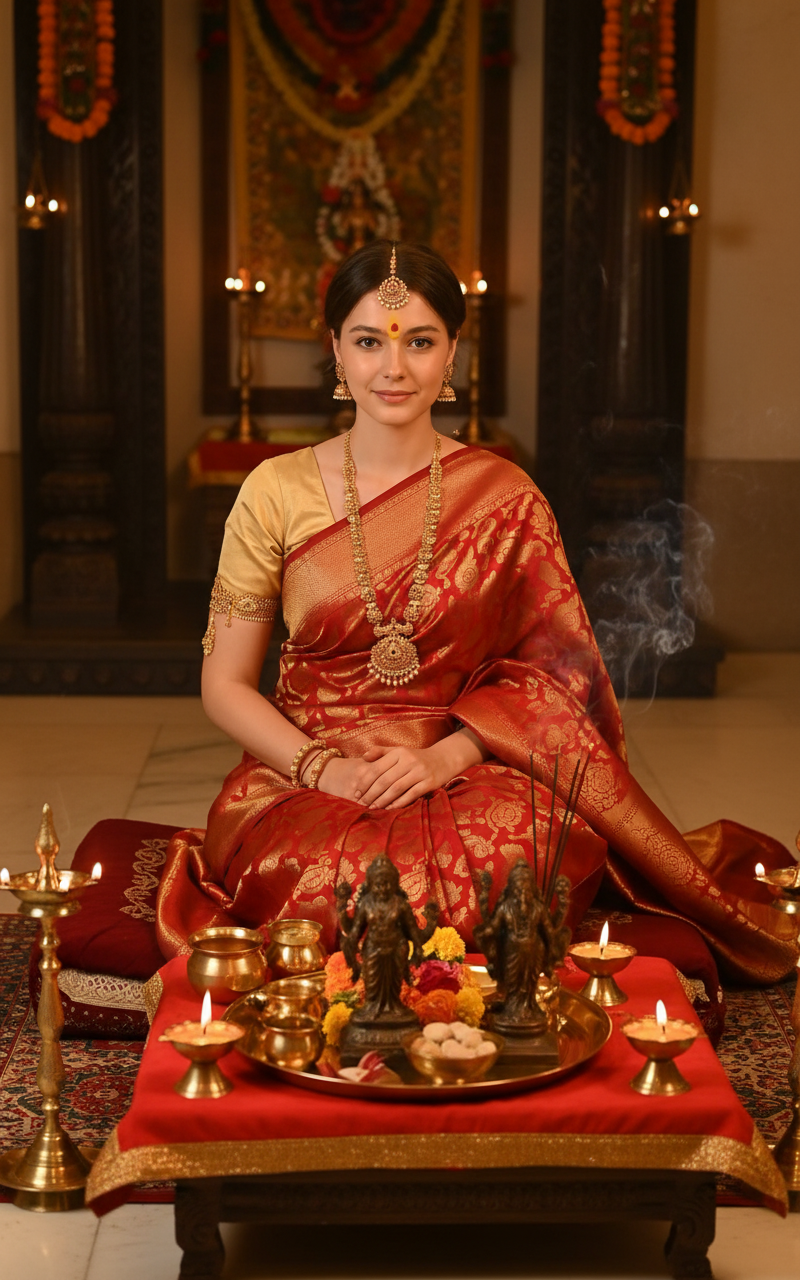 Diwali Photoshoot(Pooja) - AI Image Template Preview