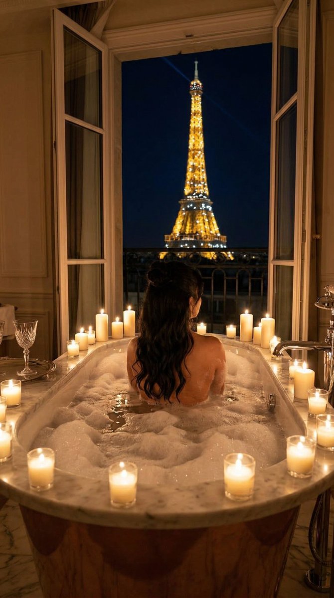 Nano Banana - Paris Balcony Night Eiffel - AI image template preview