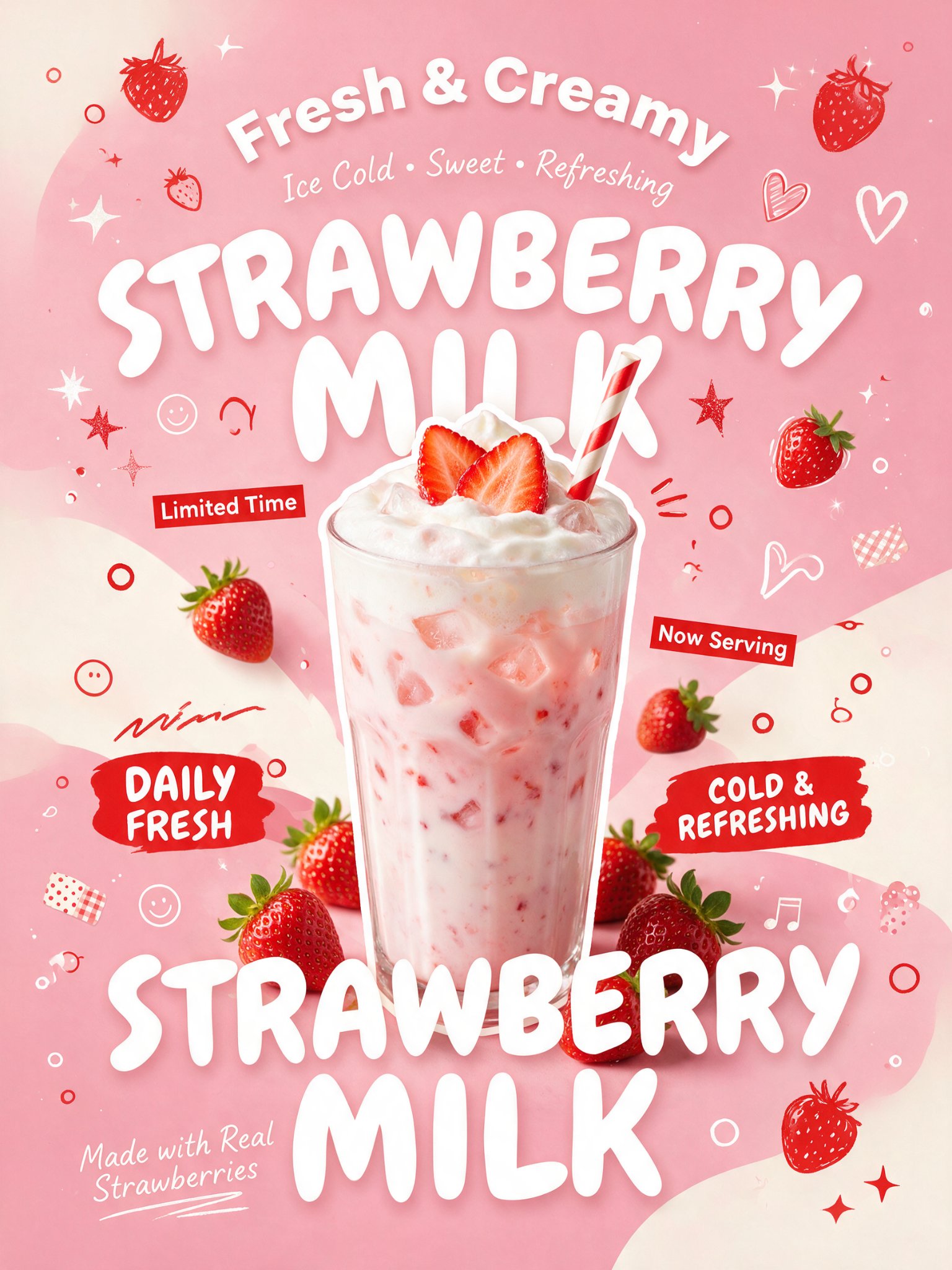 Trendy Cafe Drink Promo Poster - AI image template preview