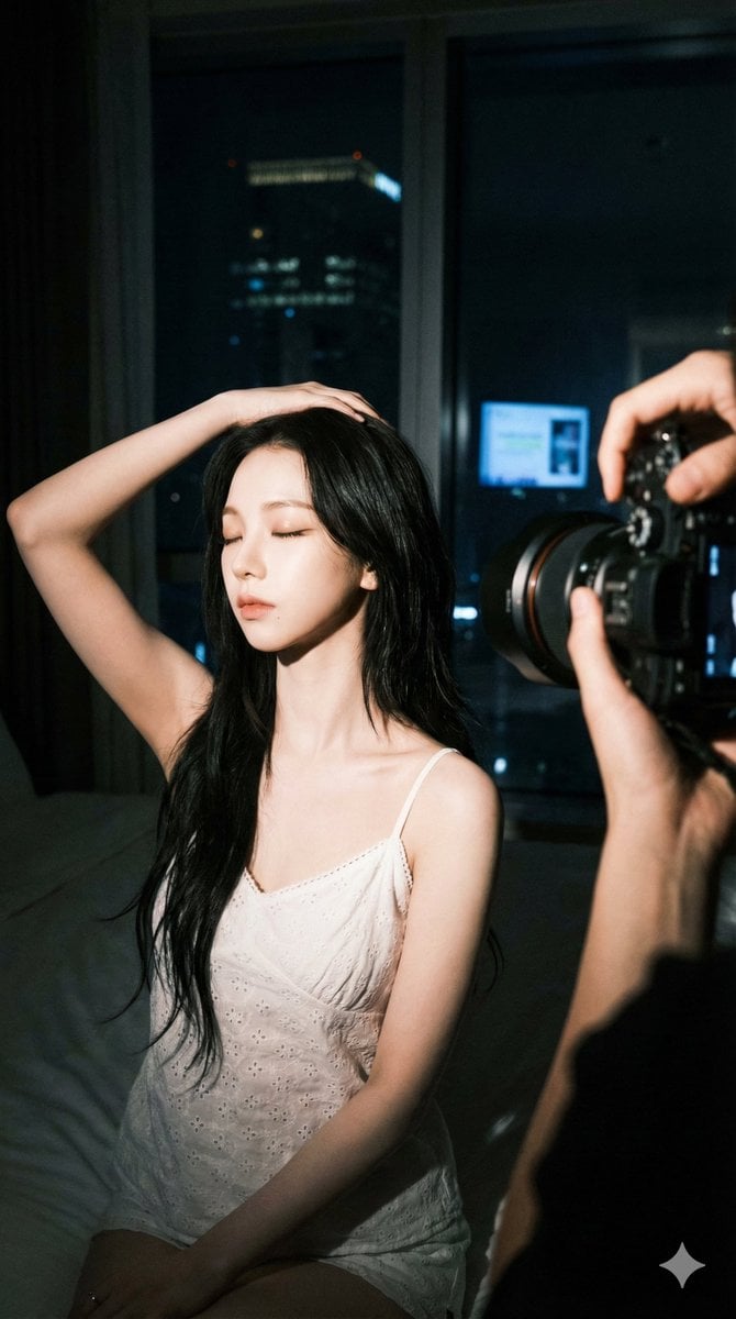Karina aespa Behind-the-Scenes Night Portrait - AI image template preview