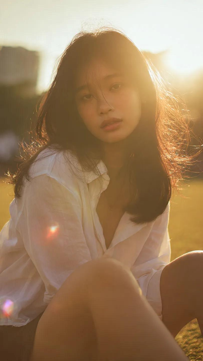 Golden Hour Grass Portrait — Wong Kar-wai Inspired Nano Banana - AI image template preview