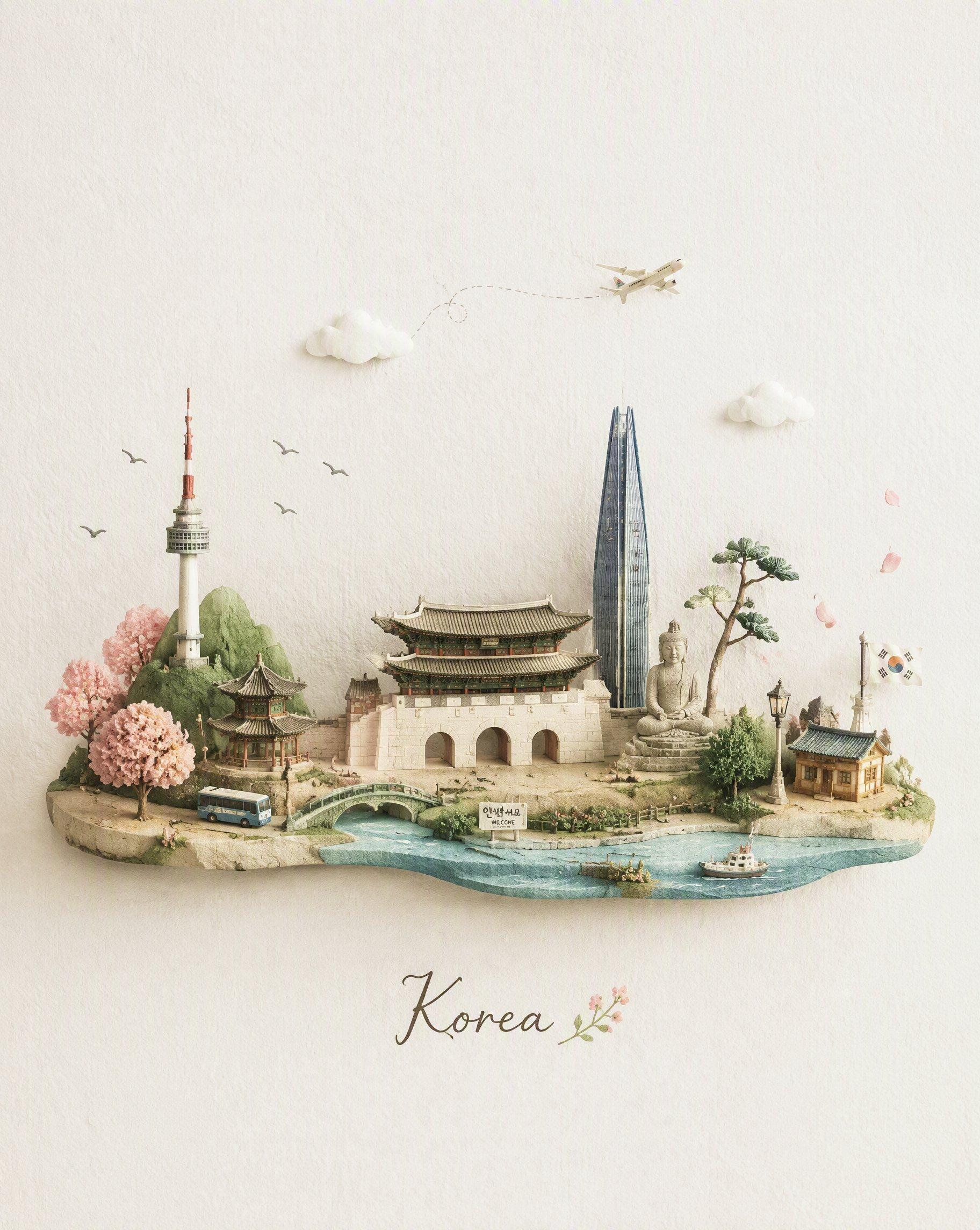 Miniature Travel Diorama Postcard - AI image template preview