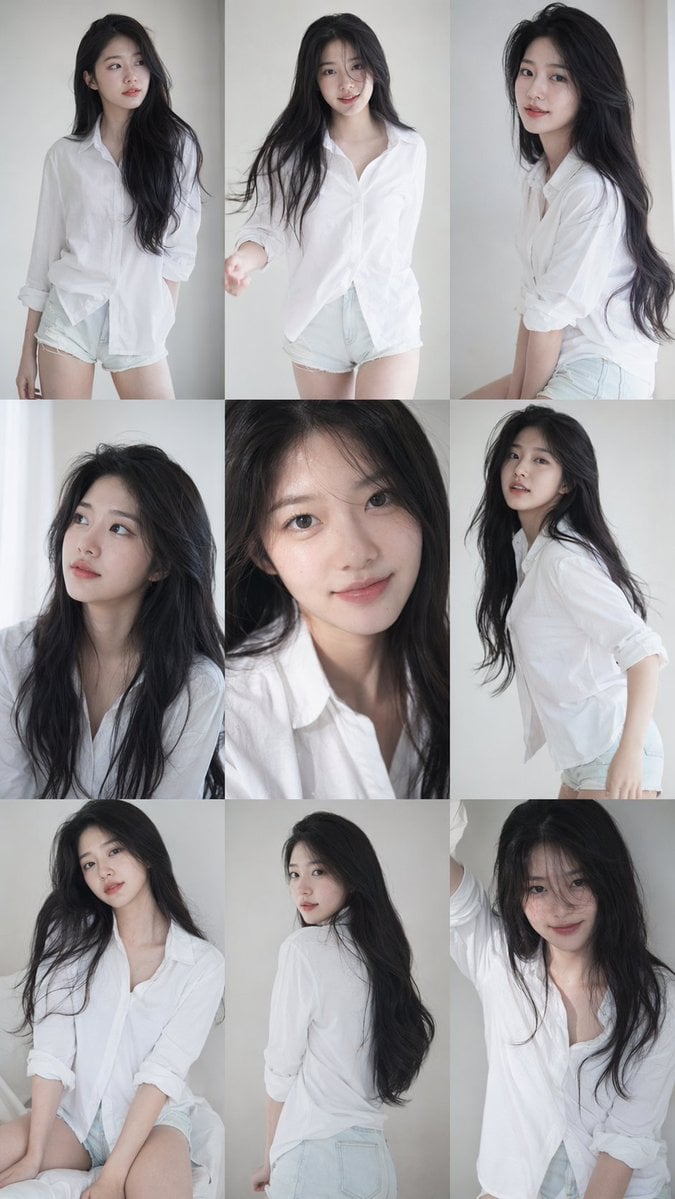 Korean Idol 3x3 Photobook Grid Portrait Series - AI image template preview