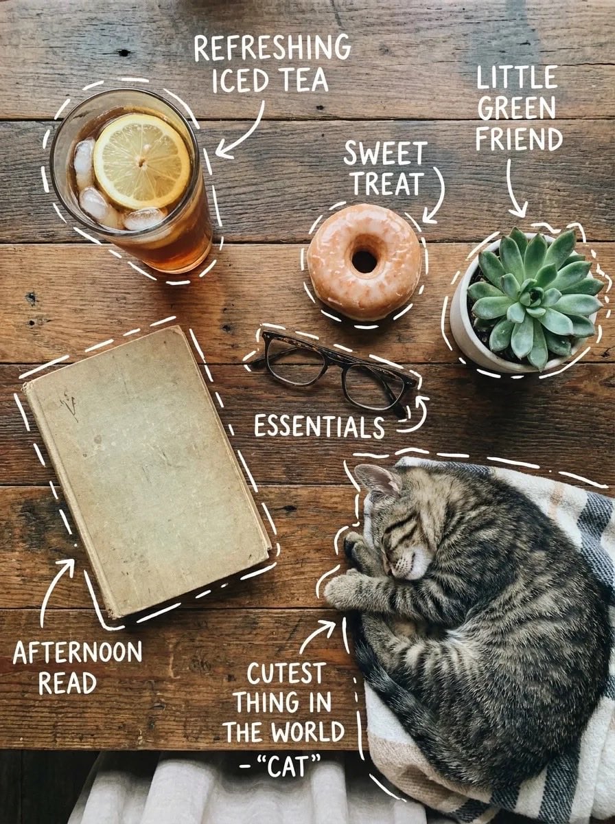 Cozy Food Flat Lay Doodle Labels - AI image template preview