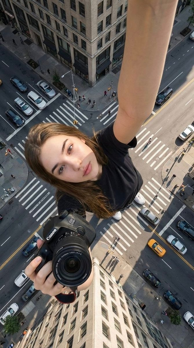 Giant Forced Perspective Street Product Selfie - AI image template preview