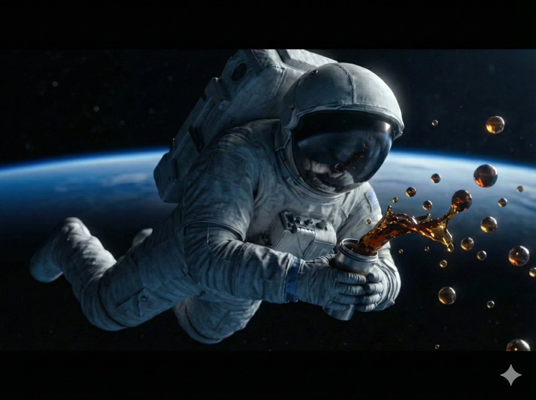 Astronaut Zero-Gravity Coffee Splash - AI image template preview