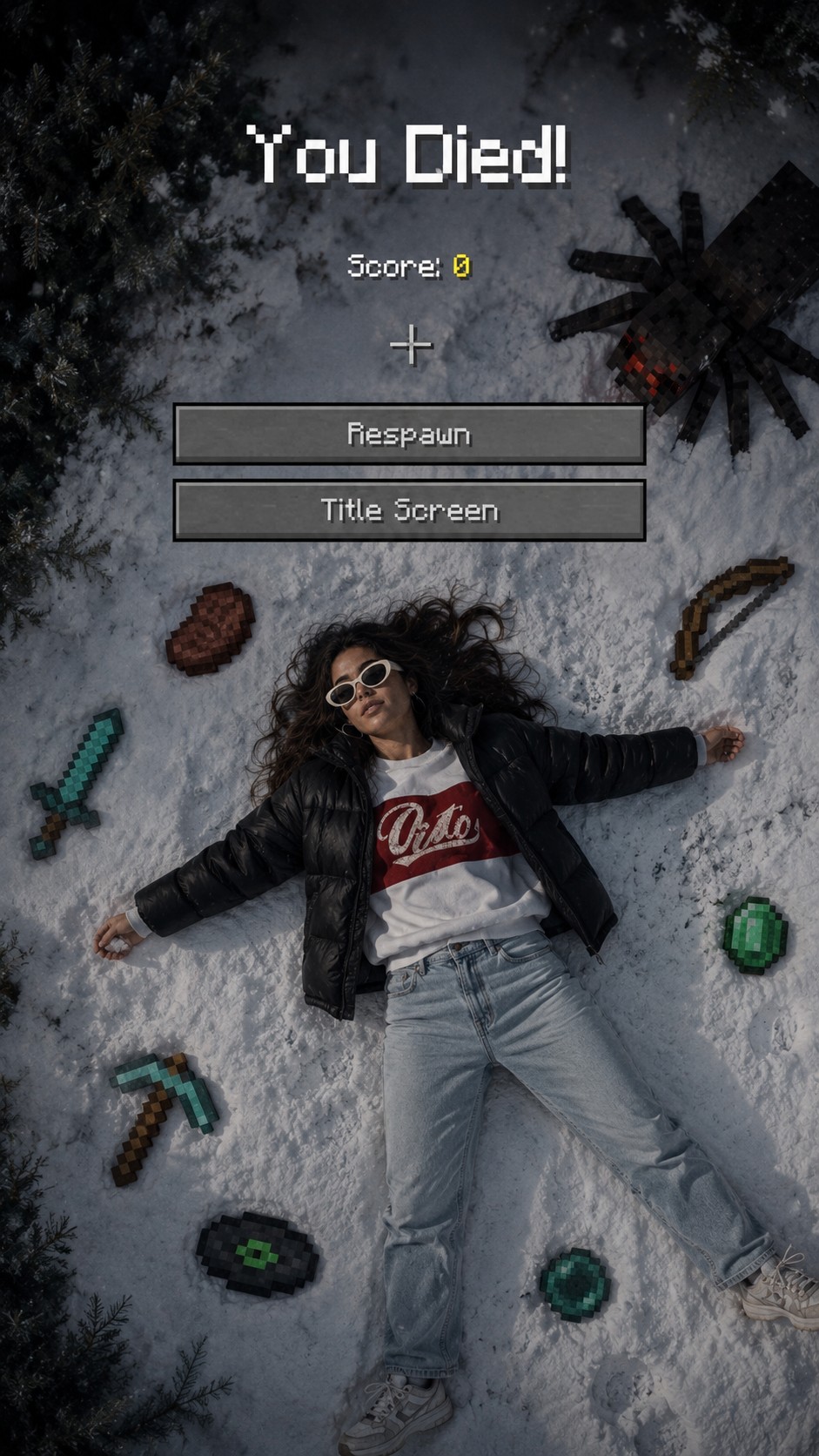 Minecraft You Died Winter Death Screen - AI image template preview
