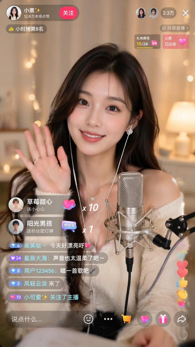Douyin Live Stream UI Prompt - AI image template preview