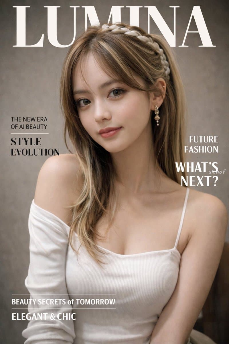 Photorealistic Fashion Magazine Cover - AI image template preview