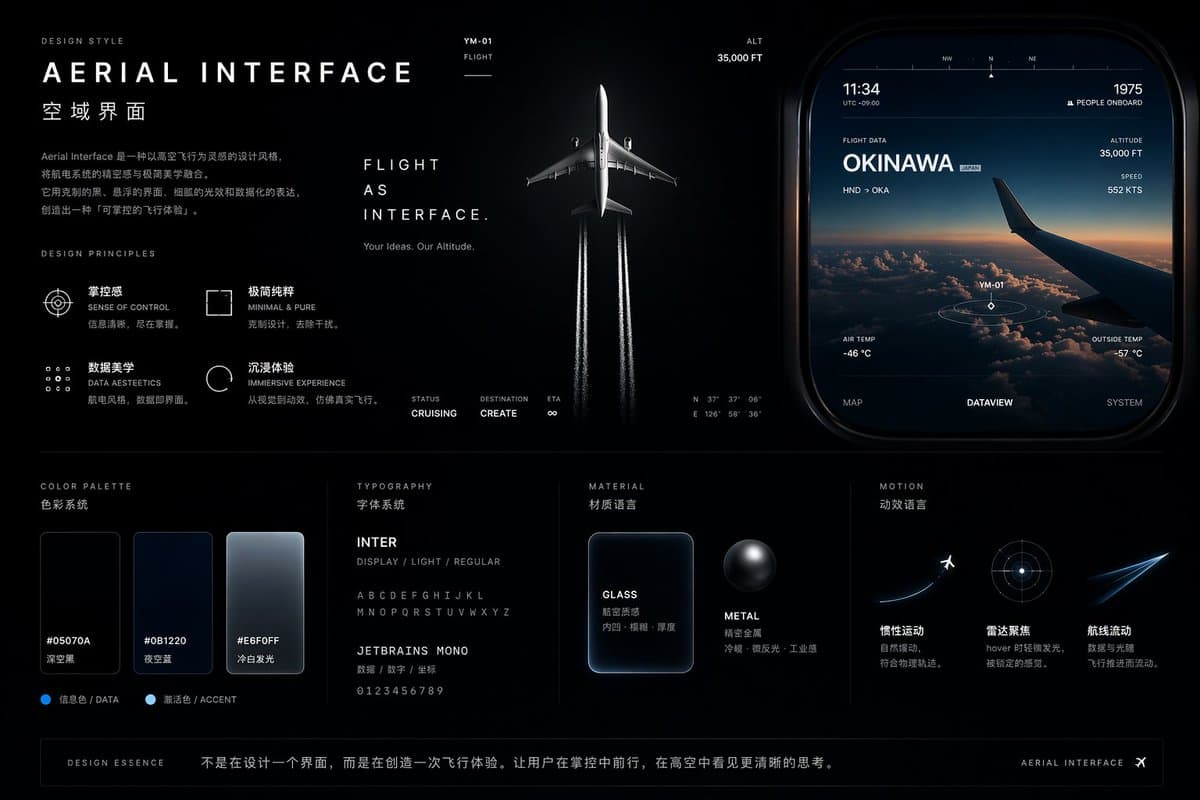 Aviation-Themed UI Design System Board - AI image template preview