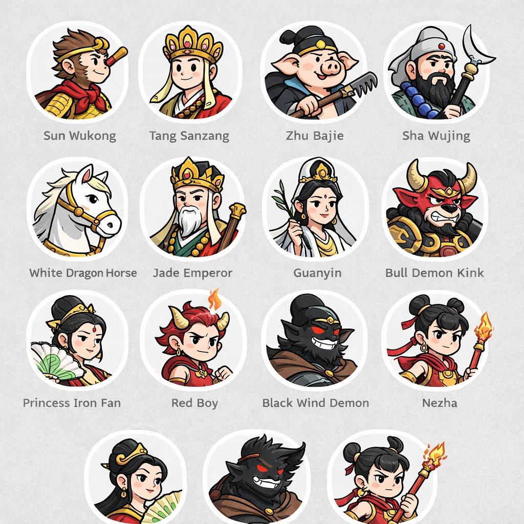 Mythological Character Avatar Grid - AI image template preview
