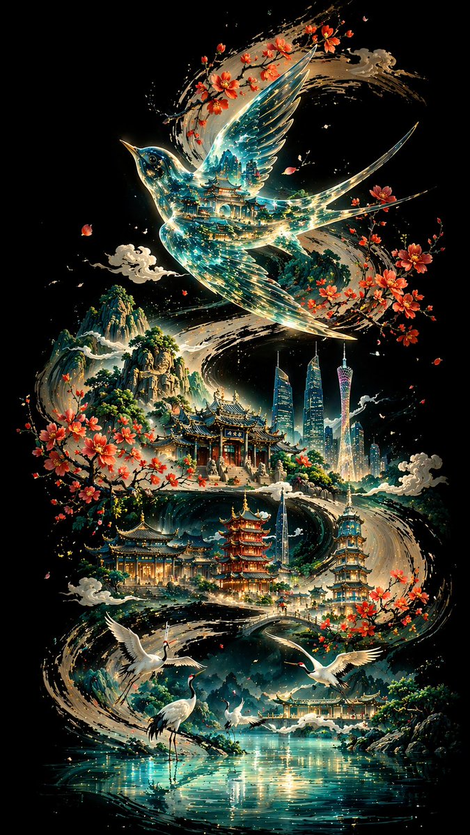 Calligraphic City Impression Poster - AI image template preview