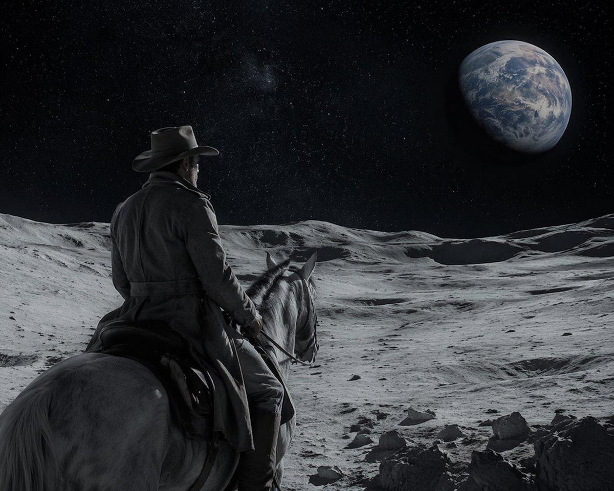 Sci-Fi Western Lunar Rider - AI image template preview