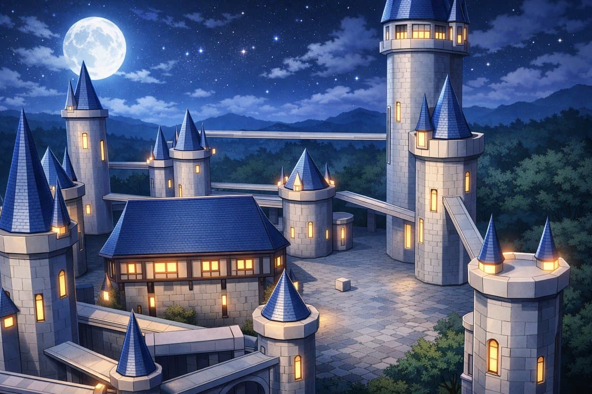 Anime Fantasy Castle at Night - AI image template preview