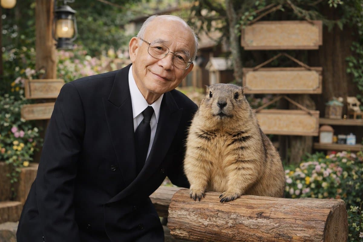 Elderly Man and Marmot Portrait - AI image template preview