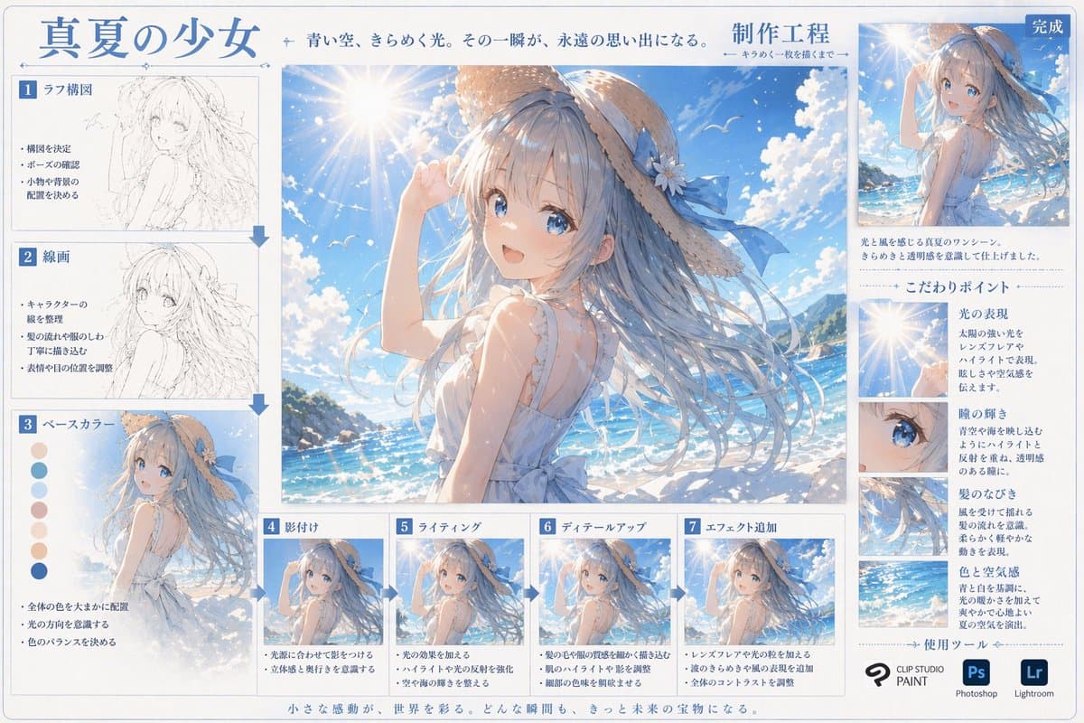 Anime Art Process Infographic - AI image template preview
