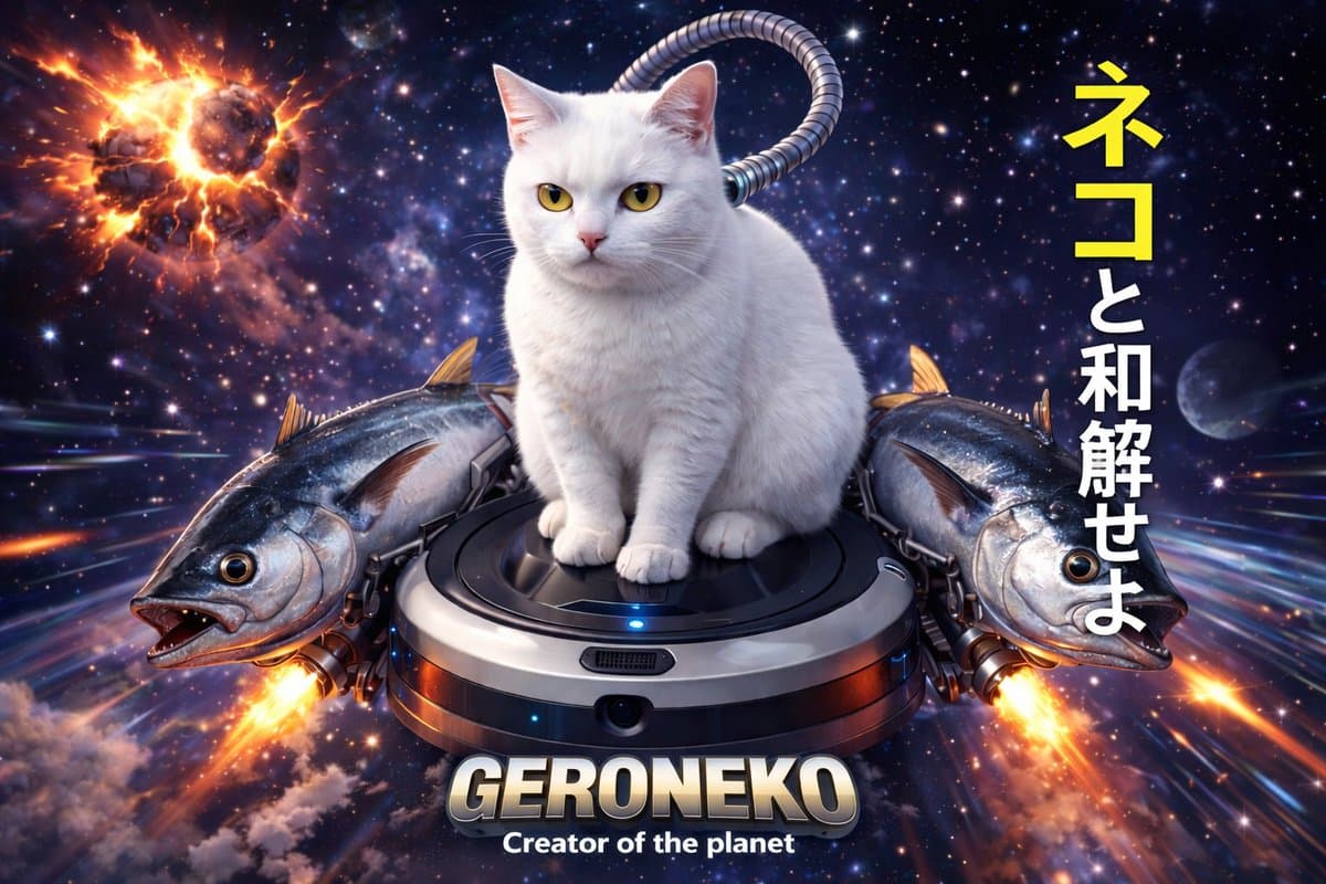 Sci-Fi Cat on Fish-Powered Vacuum - AI image template preview