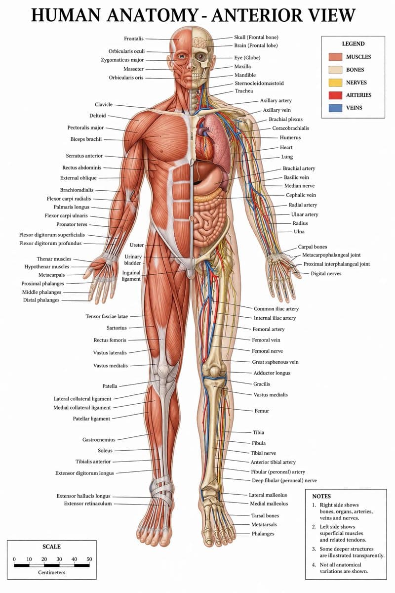Detailed Medical Anatomy Infographic - AI image template preview