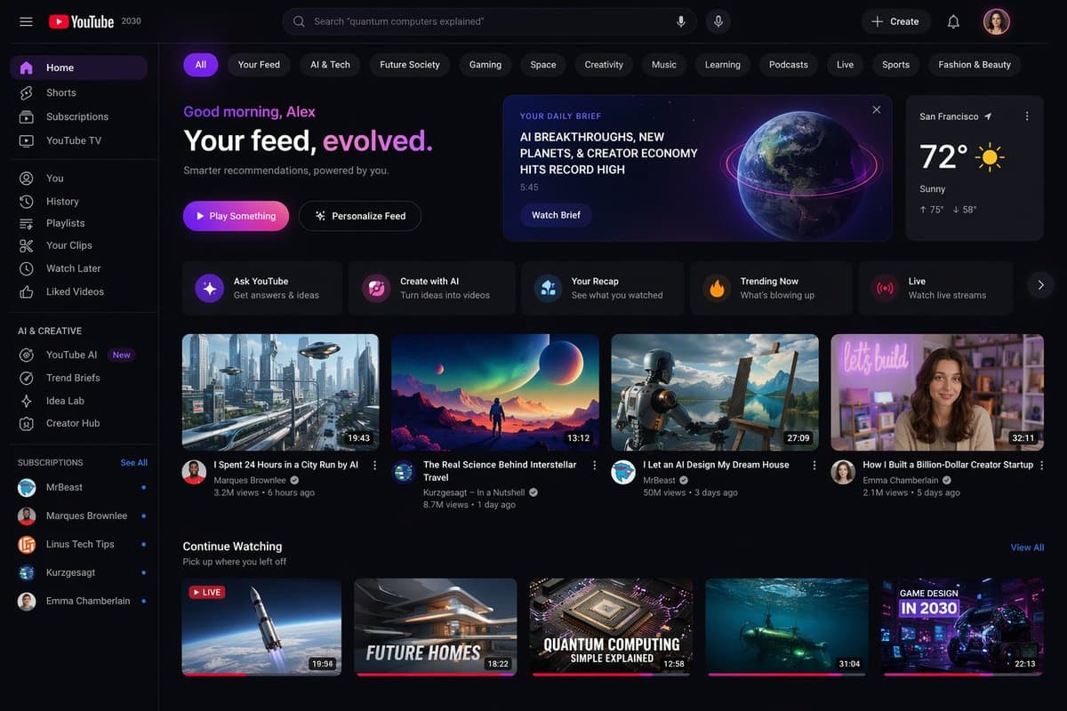 YouTube 2030 Interface - AI image template preview