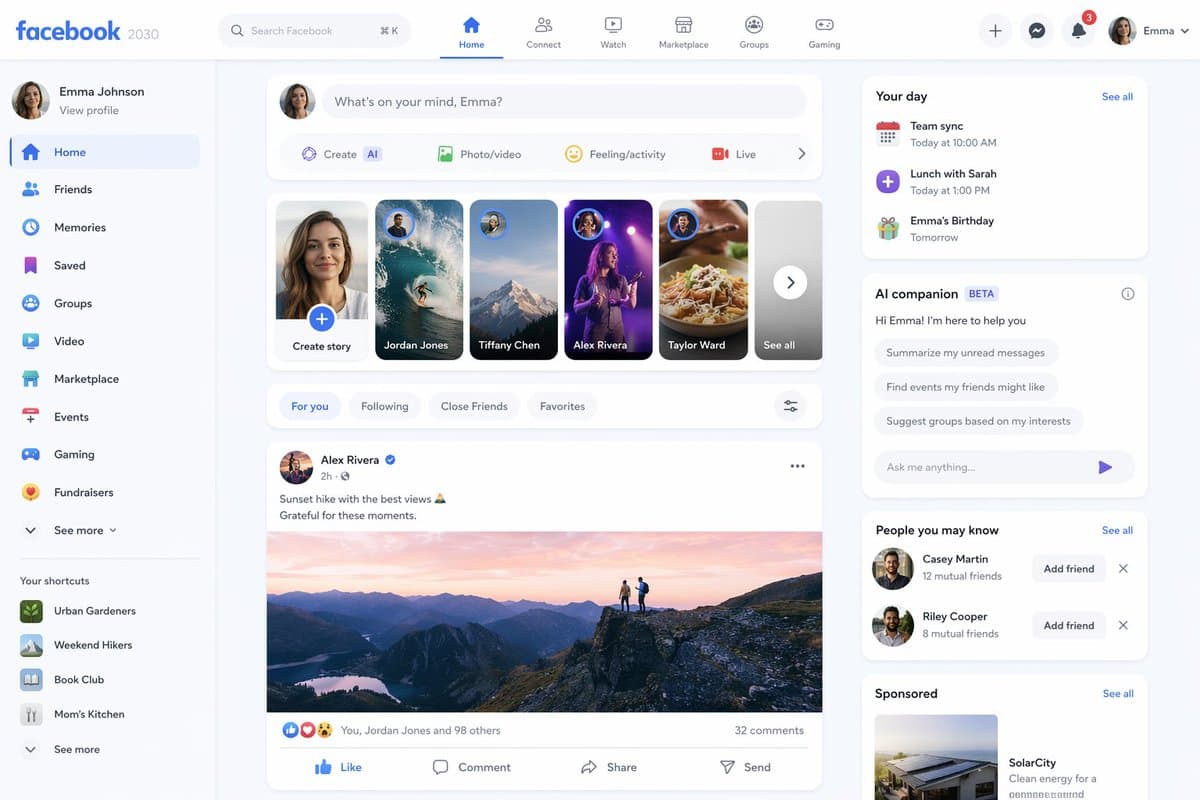 Facebook 2030 Prediction - AI image template preview