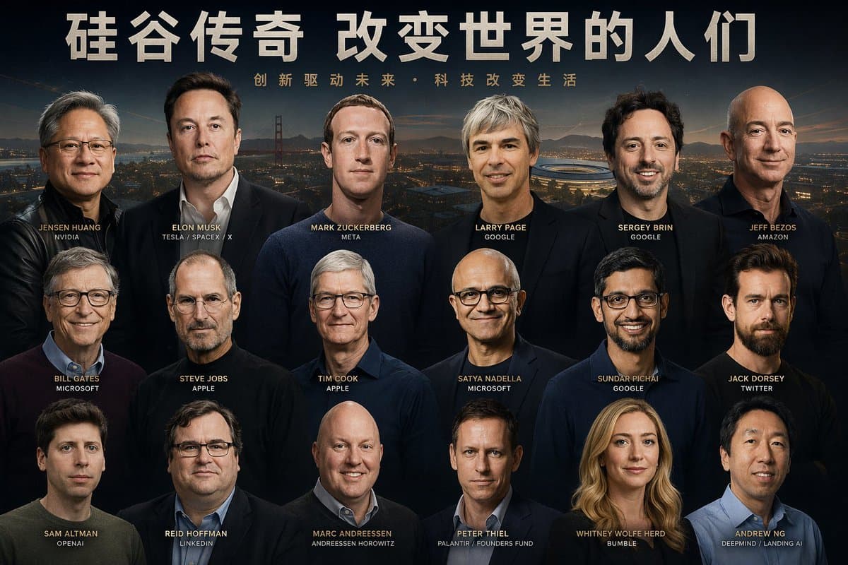 Tech Leaders Poster with Facial Recognition - AI image template preview