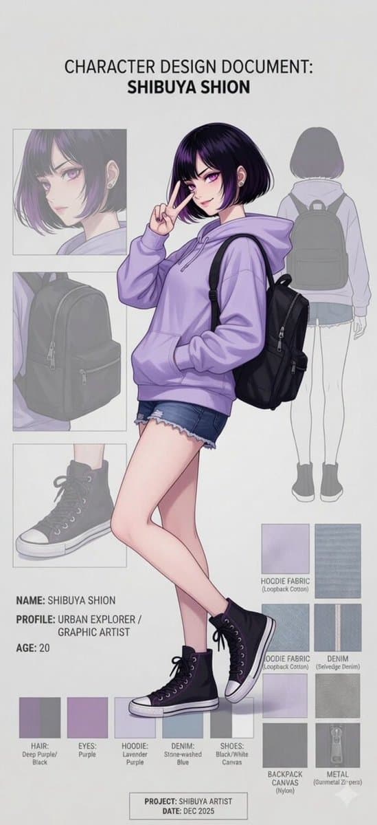 Anime Character Design Document - AI image template preview