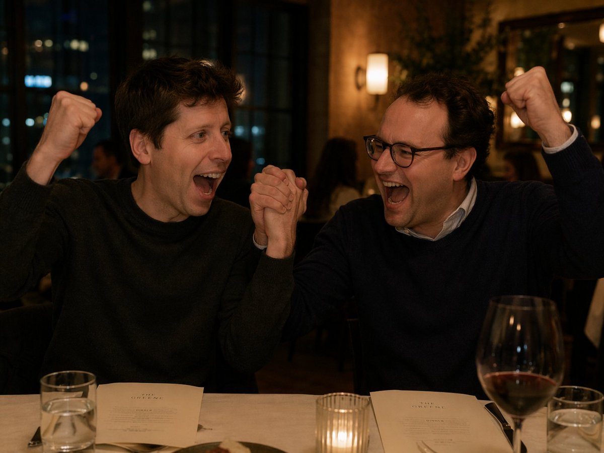 Two Men Celebrating at a Restaurant - AI image template preview