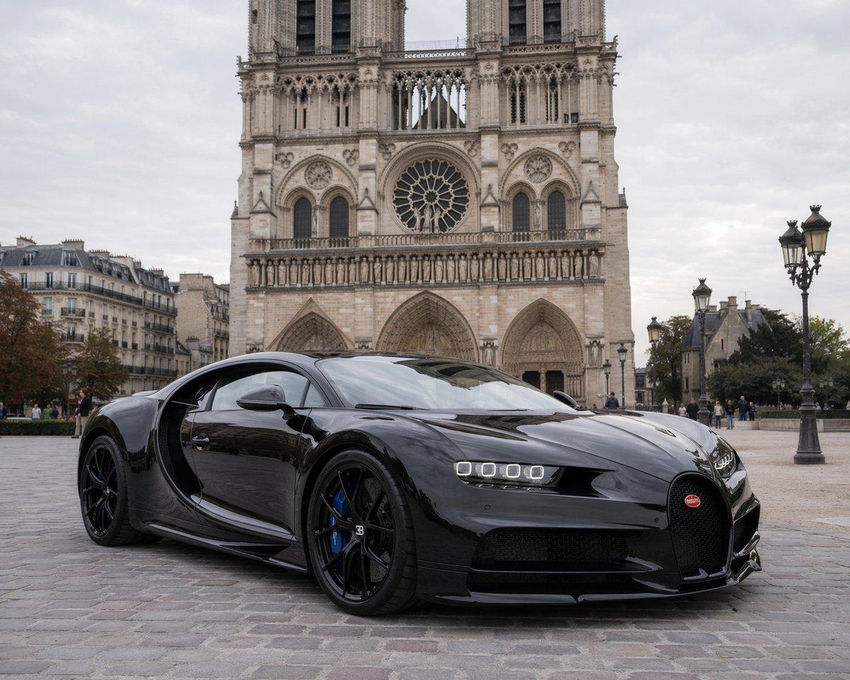 Hypercar Parked Before a Historic Landmark - AI image template preview