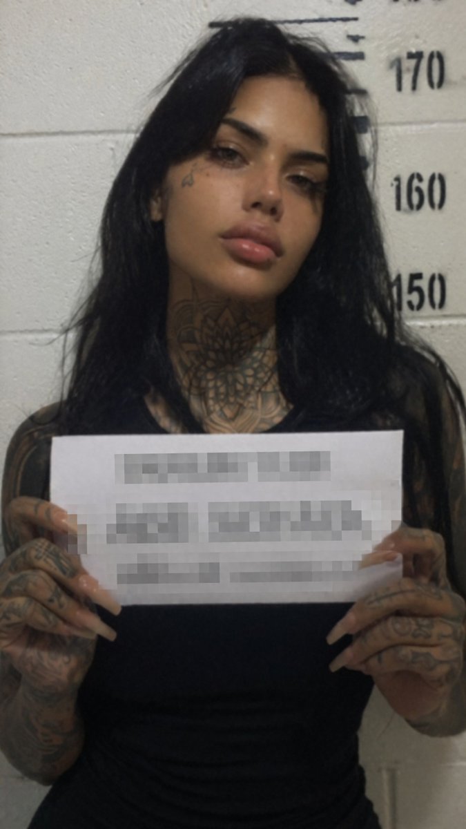 Gritty Tattooed Woman Mugshot - AI image template preview