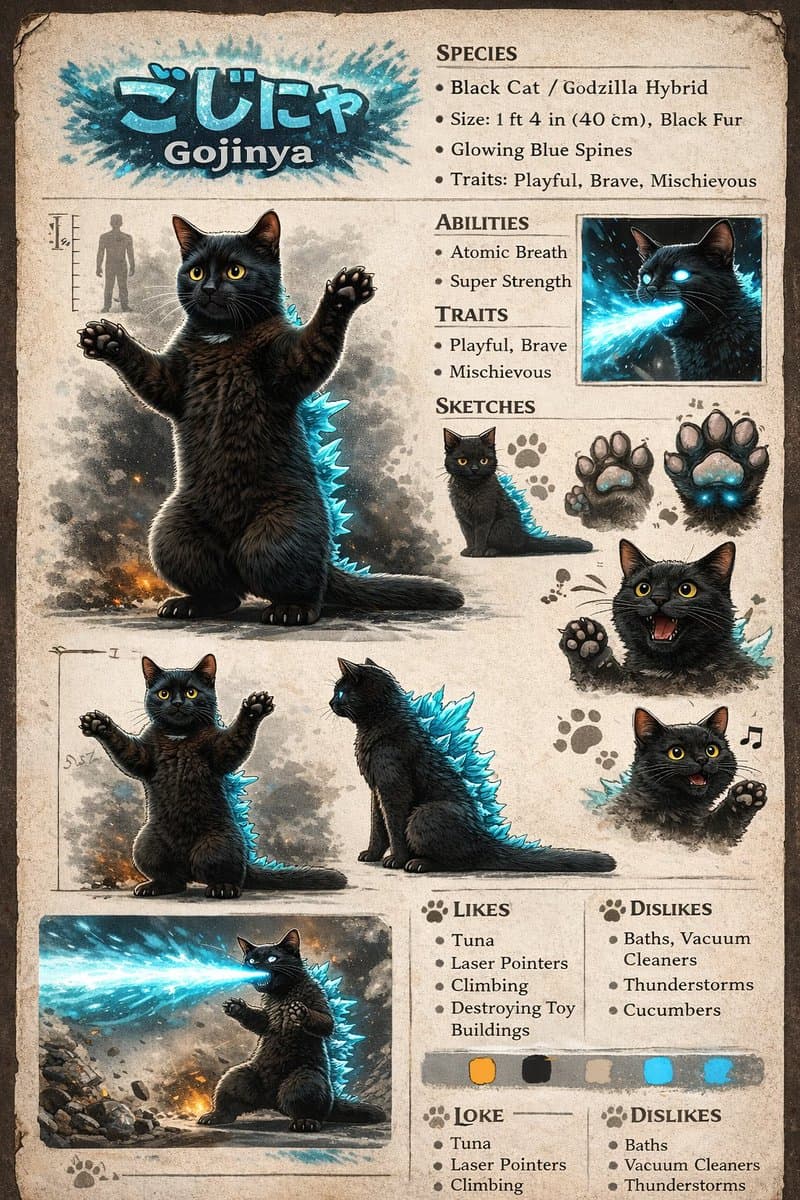 Creature Concept Reference Sheet - AI image template preview