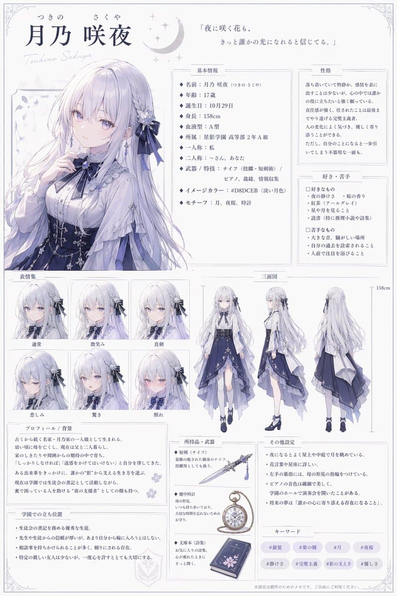 Comprehensive Anime Character Reference Sheet - AI image template preview