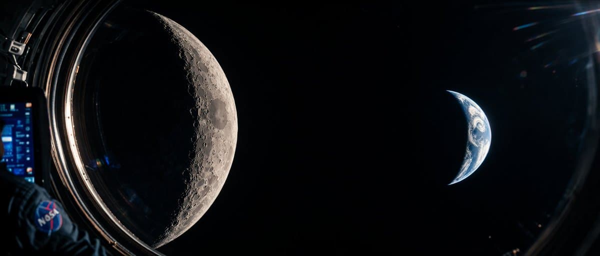 Cinematic Spacecraft View of Moon and Earth - AI image template preview