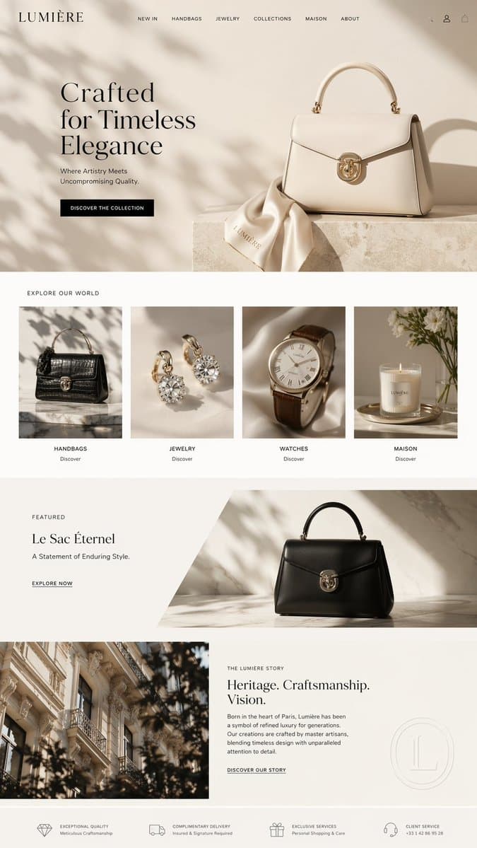 Luxury E-Commerce Landing Page Mockup - AI image template preview