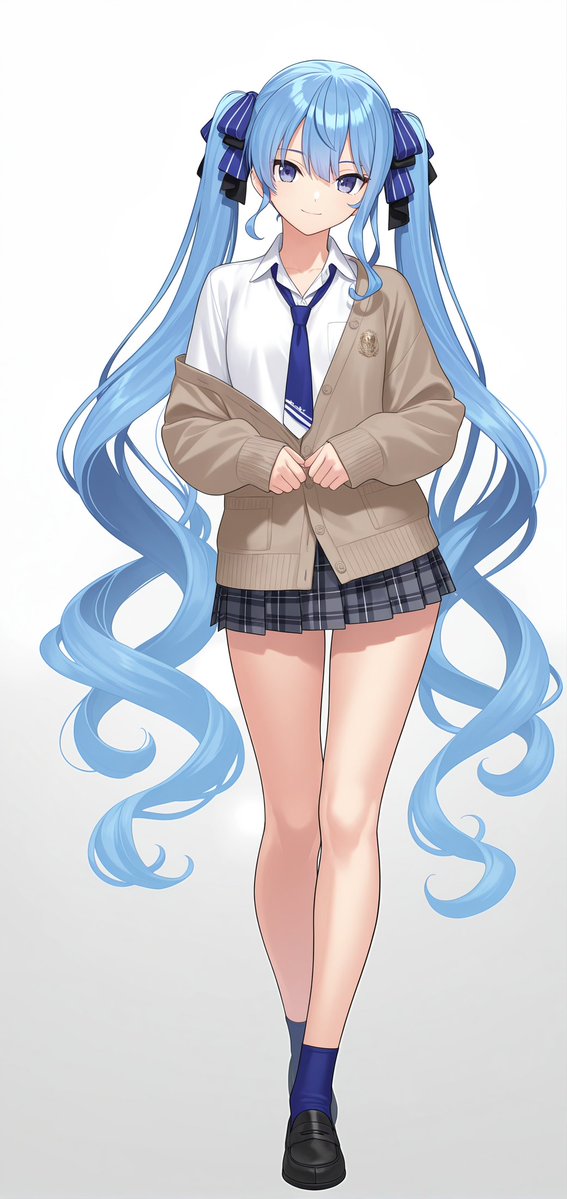 Anime Schoolgirl Full-Body Portrait - AI image template preview
