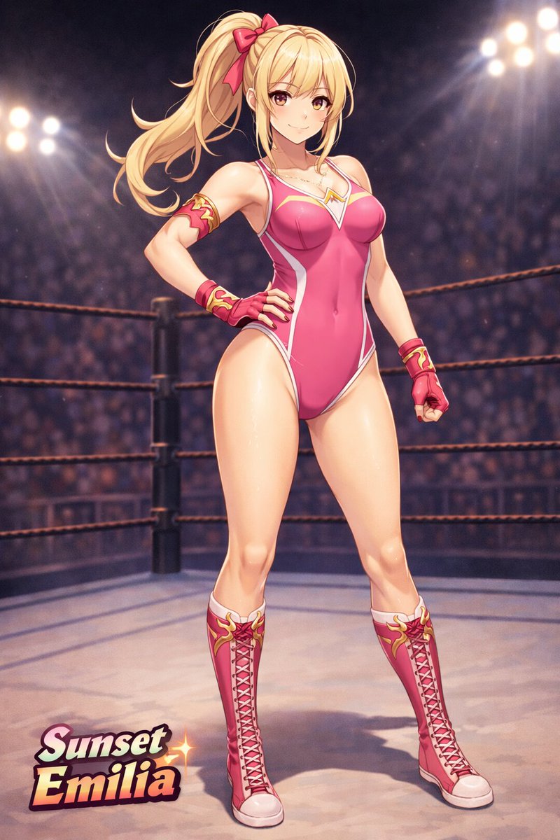 Anime Female Wrestler in Arena - AI image template preview