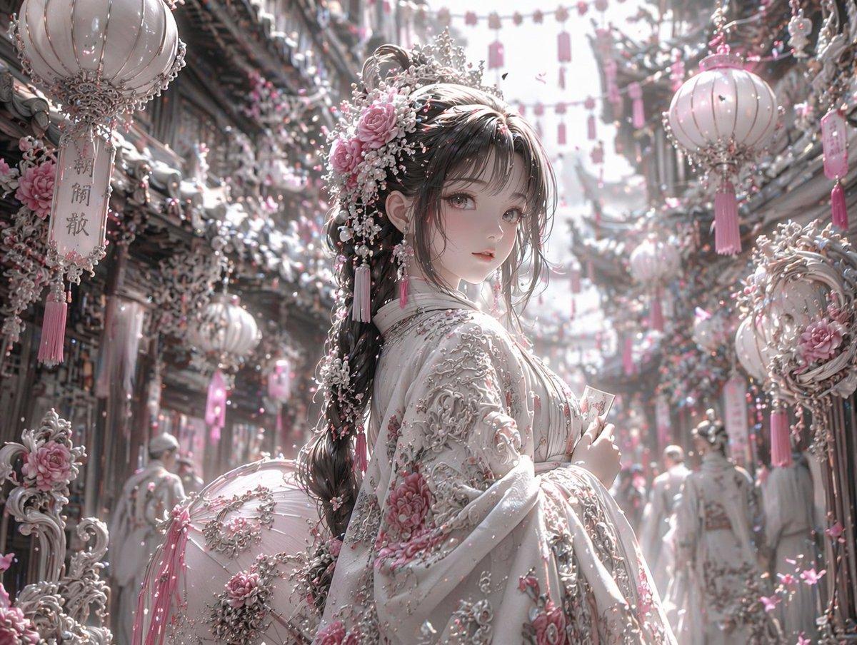 Pastel Pink and Silver Ornate Style Transfer - AI image template preview