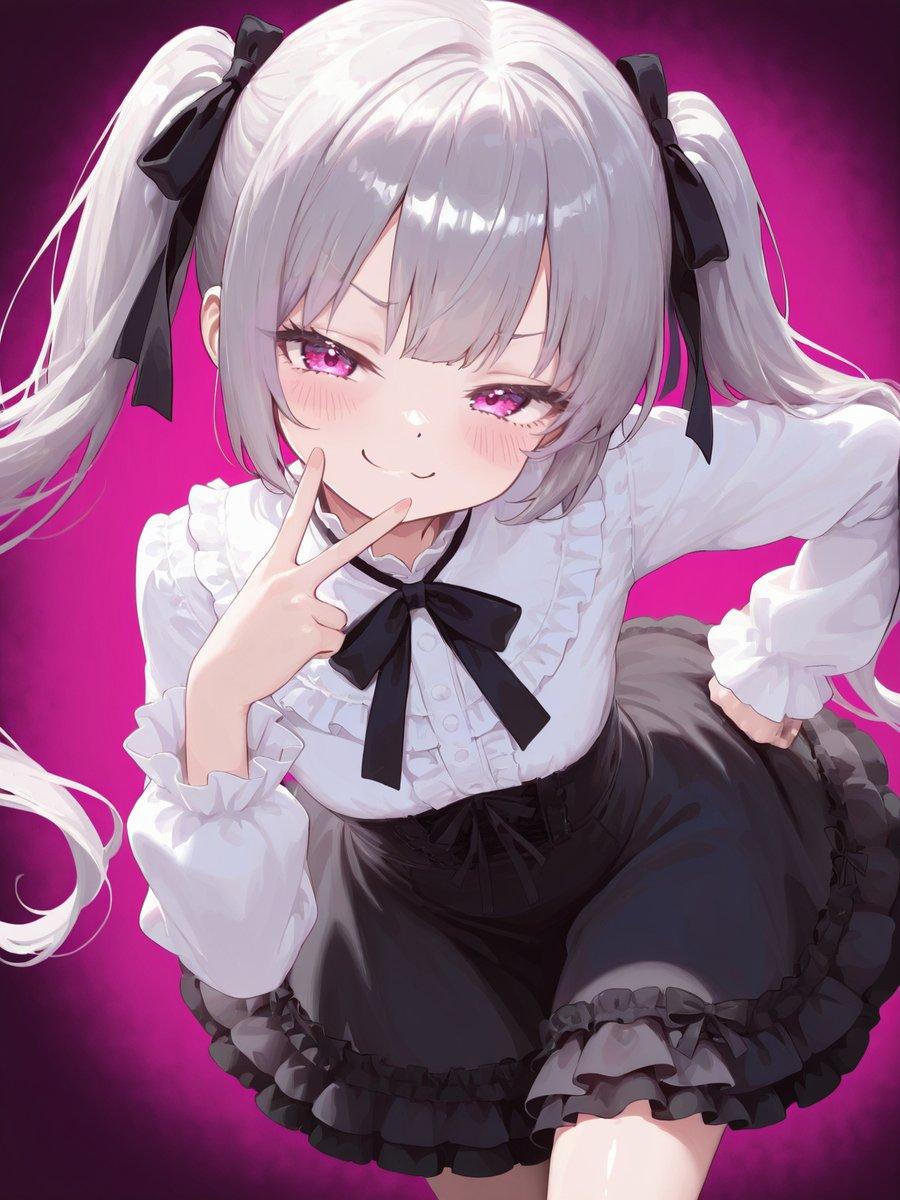 Anime Girl Smug Peace Sign Portrait - AI image template preview