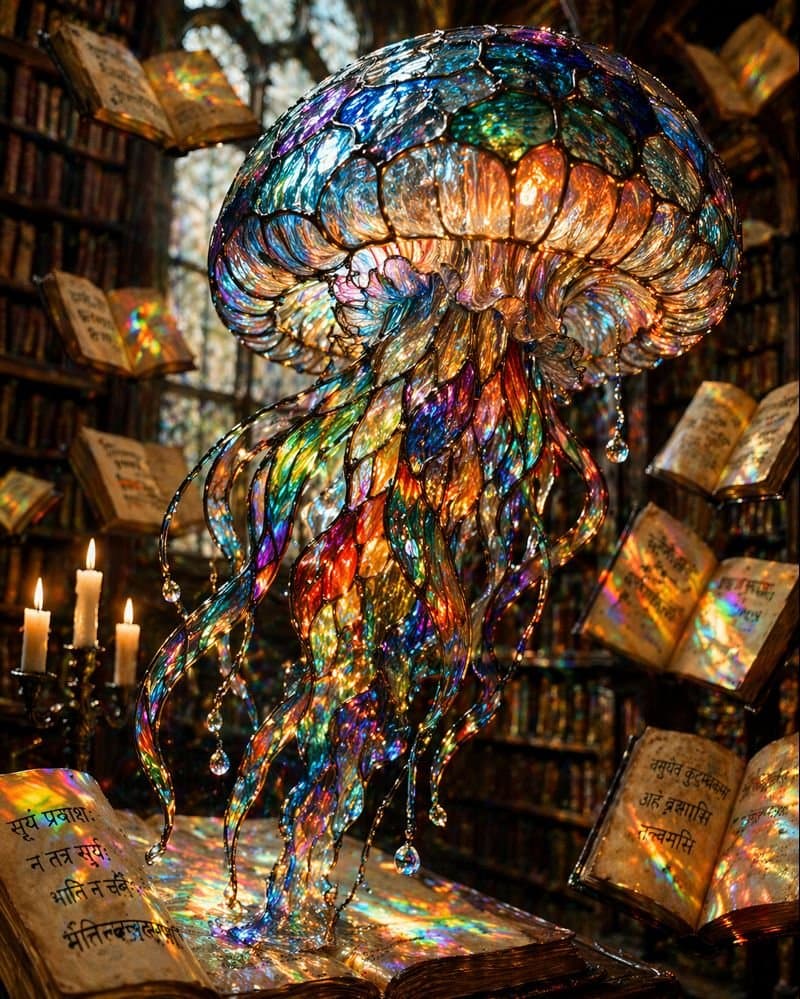 Macro Stained Glass Jellyfish - AI image template preview