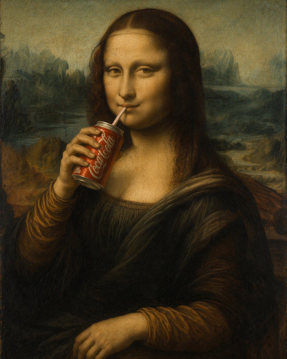 Mona Lisa Drinking Coke Oil Painting - AI image template preview