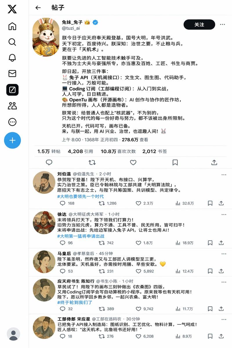 Historical Rabbit King Social Media Page - AI image template preview