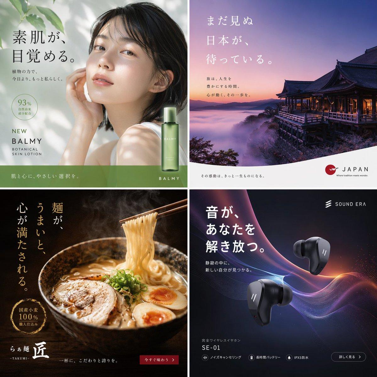 2x2 Japanese Advertisement Grid - AI image template preview