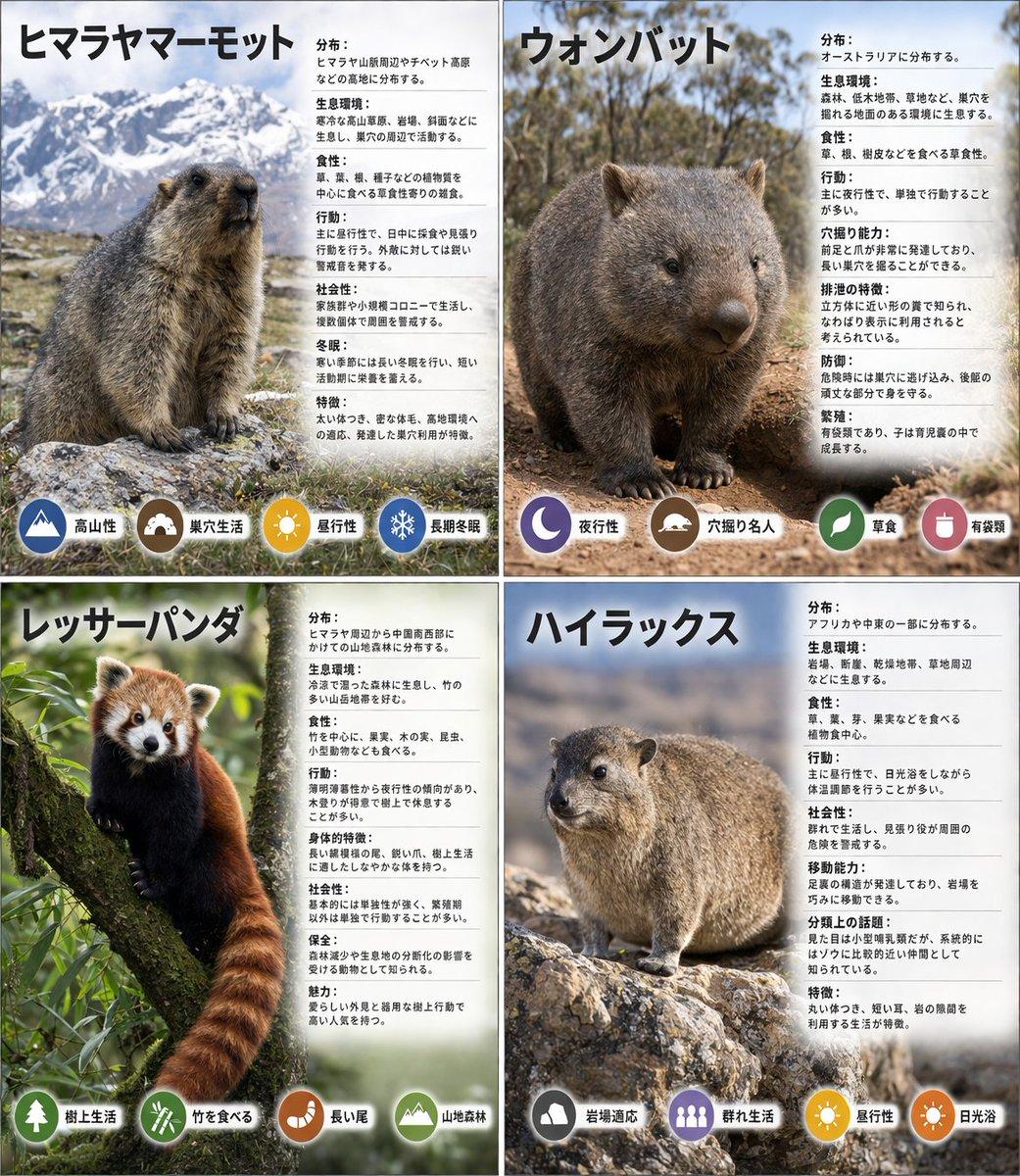 4-Panel Animal Infographic Grid - AI image template preview