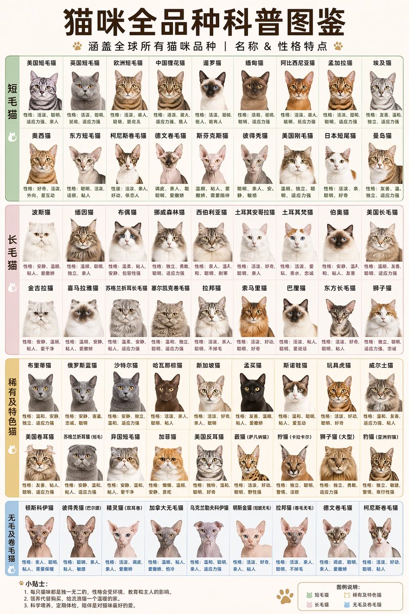 Comprehensive Cat Breed Infographic - AI image template preview