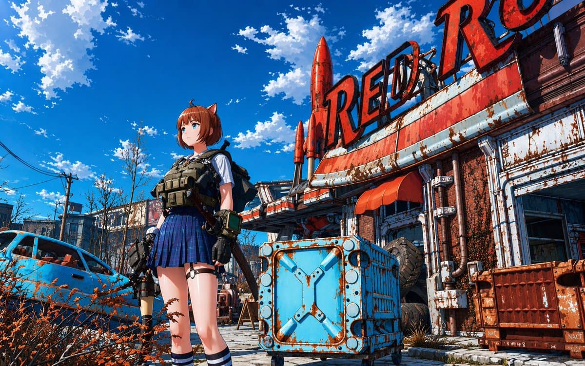 Post-Apocalyptic Tactical Anime Girl - AI image template preview