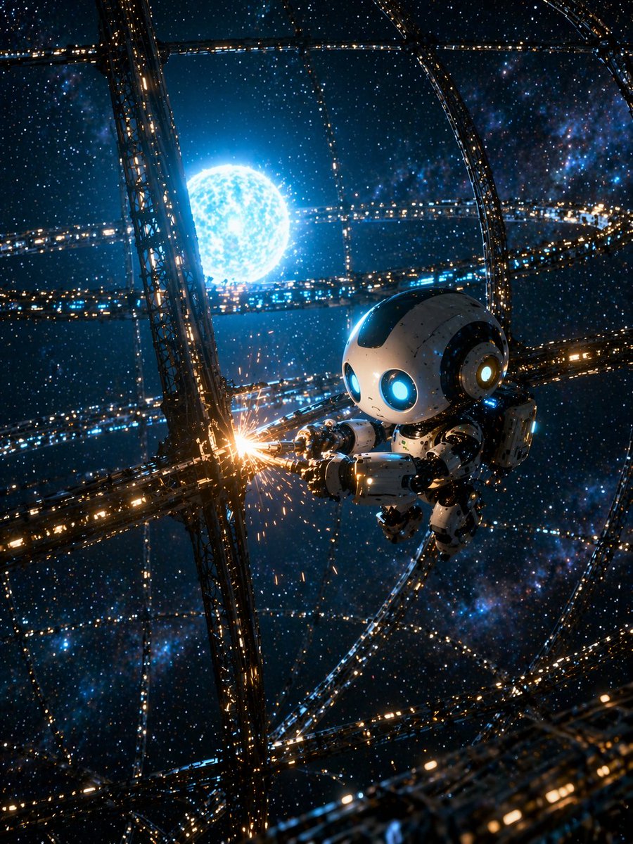 Sci-Fi Chibi Robot Welding in Space - AI image template preview