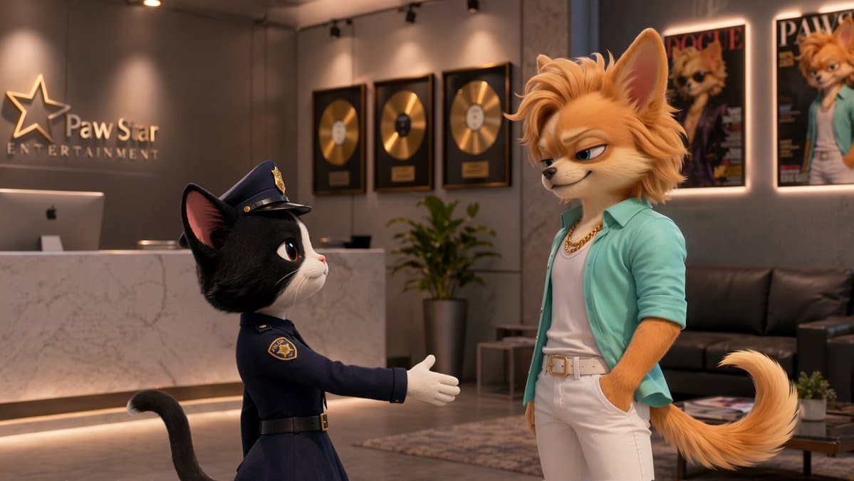 3D Animated Animal Office Encounter - AI image template preview