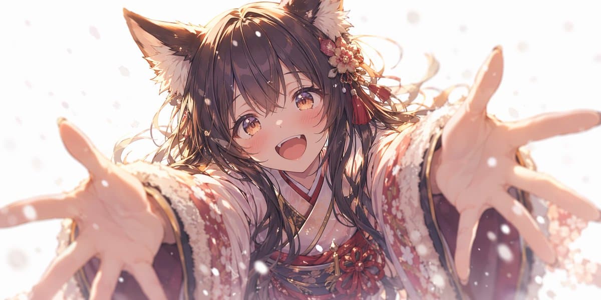 Anime Fox Girl Reaching for a Hug - AI image template preview